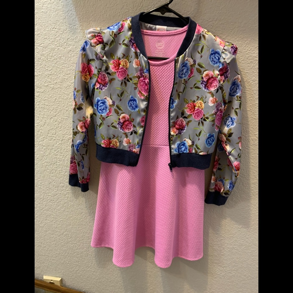 Pink dress with flower jacket